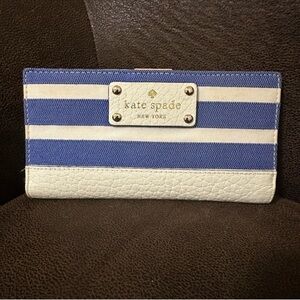 Kate Spade Blue and White Striped Wallet
